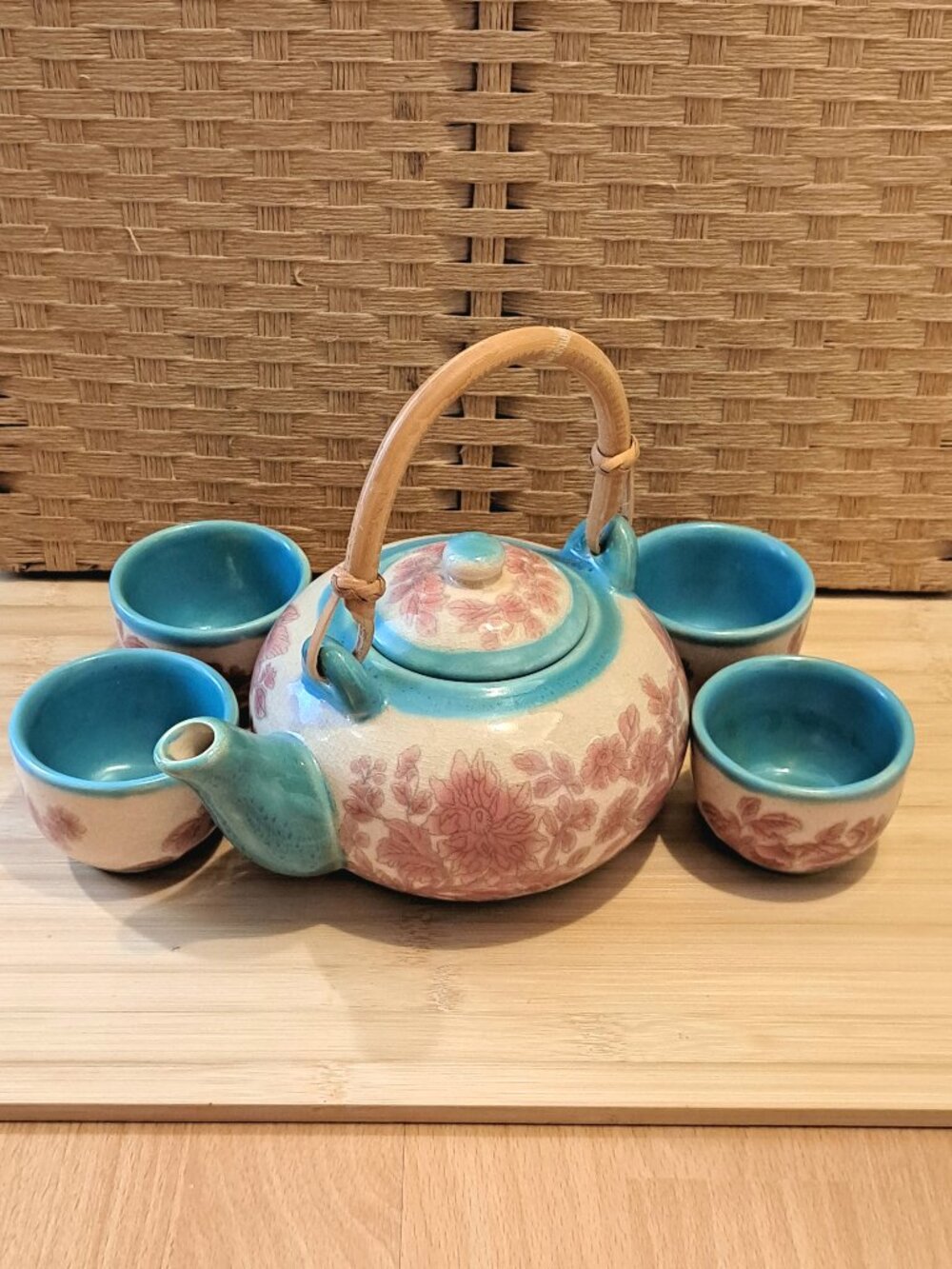World Market Handpainted Ceramic Teapot Set